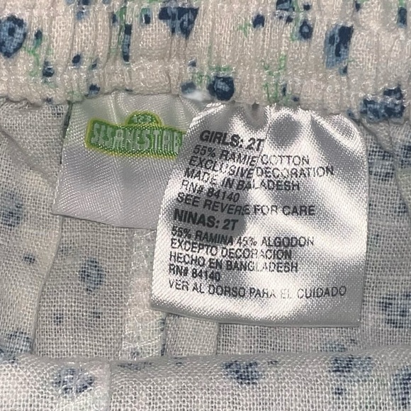 NWOT Vintage Sesame Street White Cotton Eyelet Lace Blue Floral Set 24 month - Picture 5 of 10